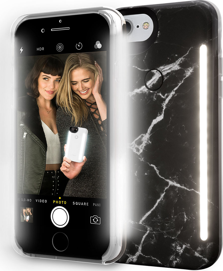 Lumee Limited Edition iPhone 8 Plus Photo-Lighting Duo Case, Black Marble