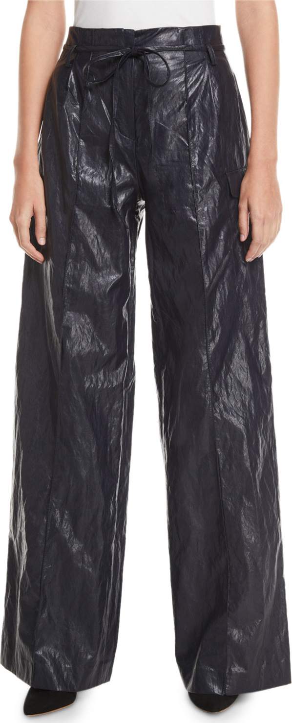 Rejina Pyo Eve High-Rise Crinkle Wide-Leg Pants