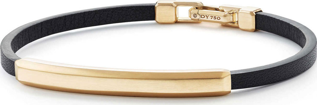 David Yurman Men's Leather ID Bracelet with 18k Gold