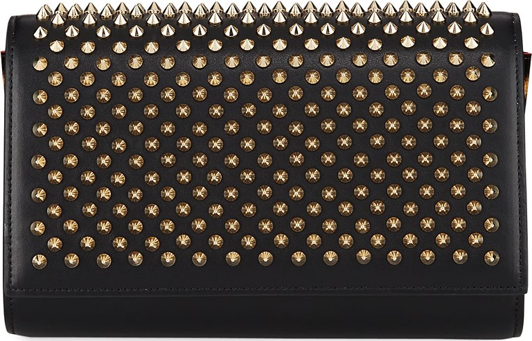 Christian Louboutin Paloma Fold-Over Spike Clutch Bag, Black