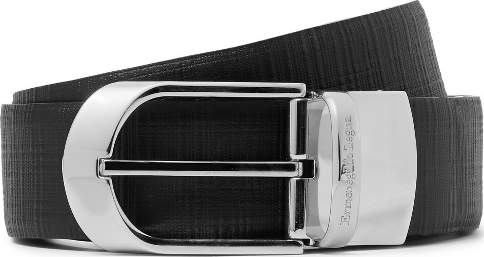 Ermenegildo Zegna 3.5cm Black Reversible Leather Belt