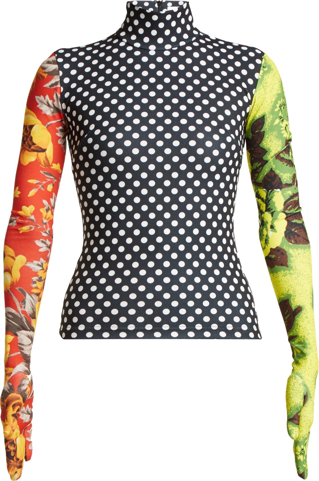Richard Quinn Floral-print high-neck stretch-jersey top