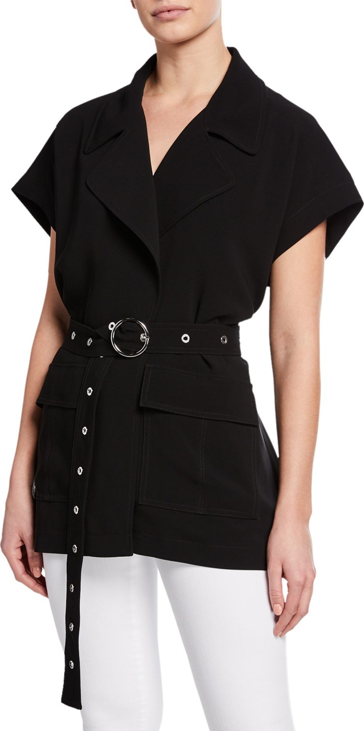 Cinq A Sept Hunter Waist-Tie Short-Sleeve Jacket