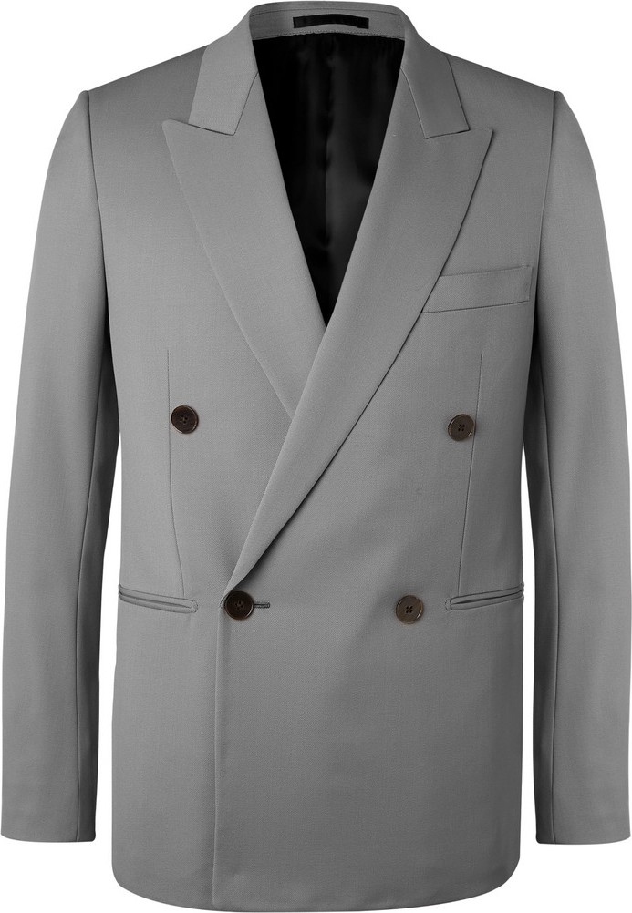 THE ROW Grey Julian Slim-Fit Double-Breasted Virgin Wool Blazer