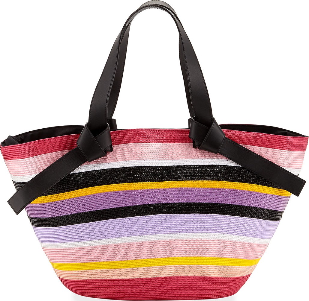 Emilio Pucci Striped Beach Tote Bag with Leather Straps