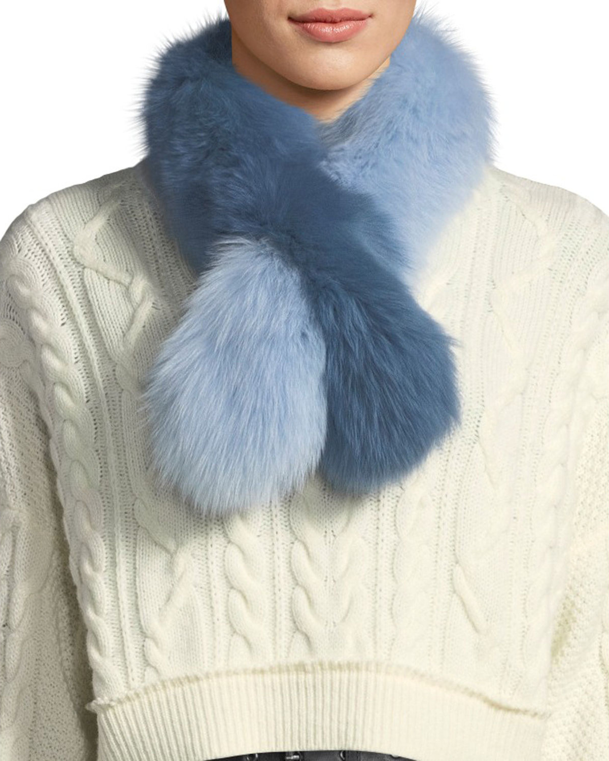 Charlotte Simone Polly Pop Two-Tone Fur Slip-Through Scarf