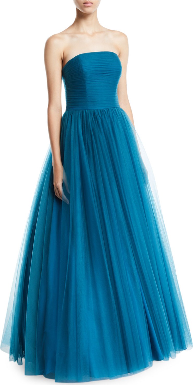 Badgley Mischka Strapless Tulle Ball Gown