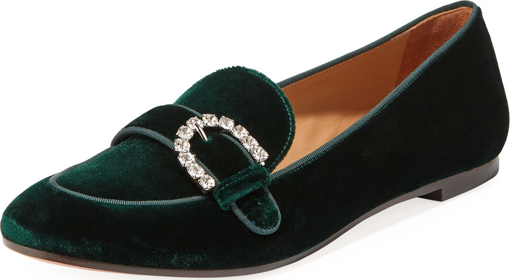 Aquazzura Montaigne Velvet Moccasin Loafers