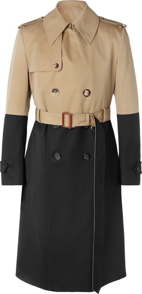 Alexander McQueen Colour-Block Cotton-Gabardine and Wool Trench Coat