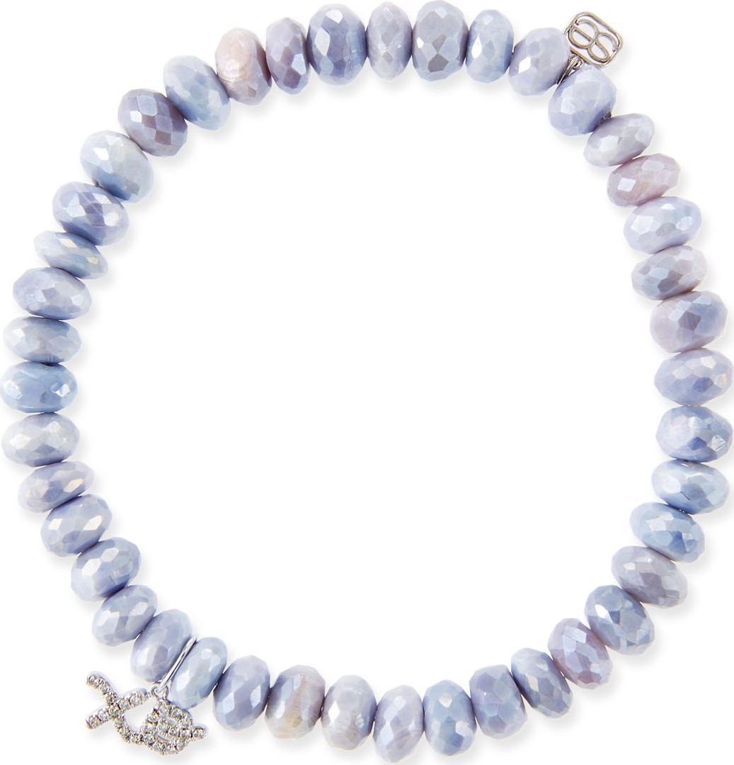 Sydney Evan 14k White Gold Diamond XO & Lavender Moonstone Bracelet