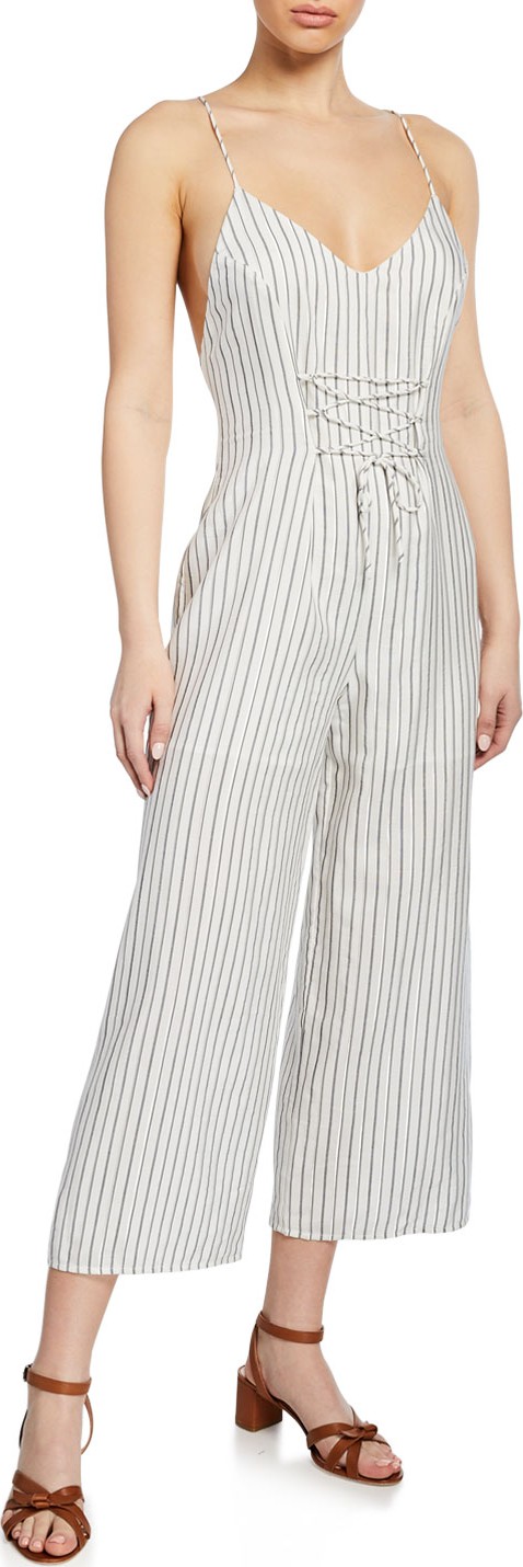 J BRAND Adeline Stripe V-Neck Palazzo Jumpsuit