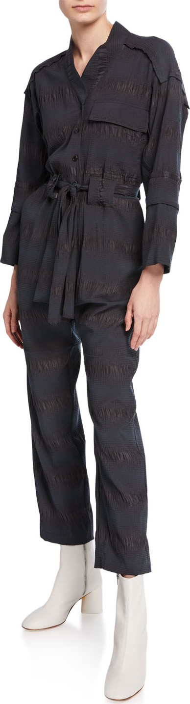 Rachel Comey Peddlers Belted Long-Sleeve Jumpsuit