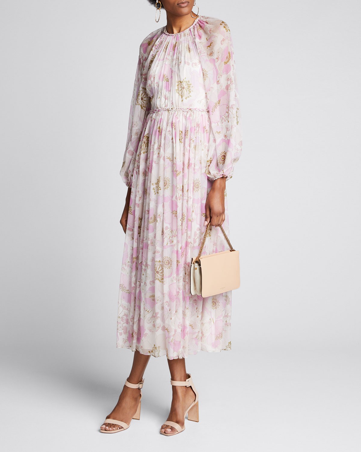 Zimmermann Super Eight Floral Long-Sleeve Dress w/ Braided Trim