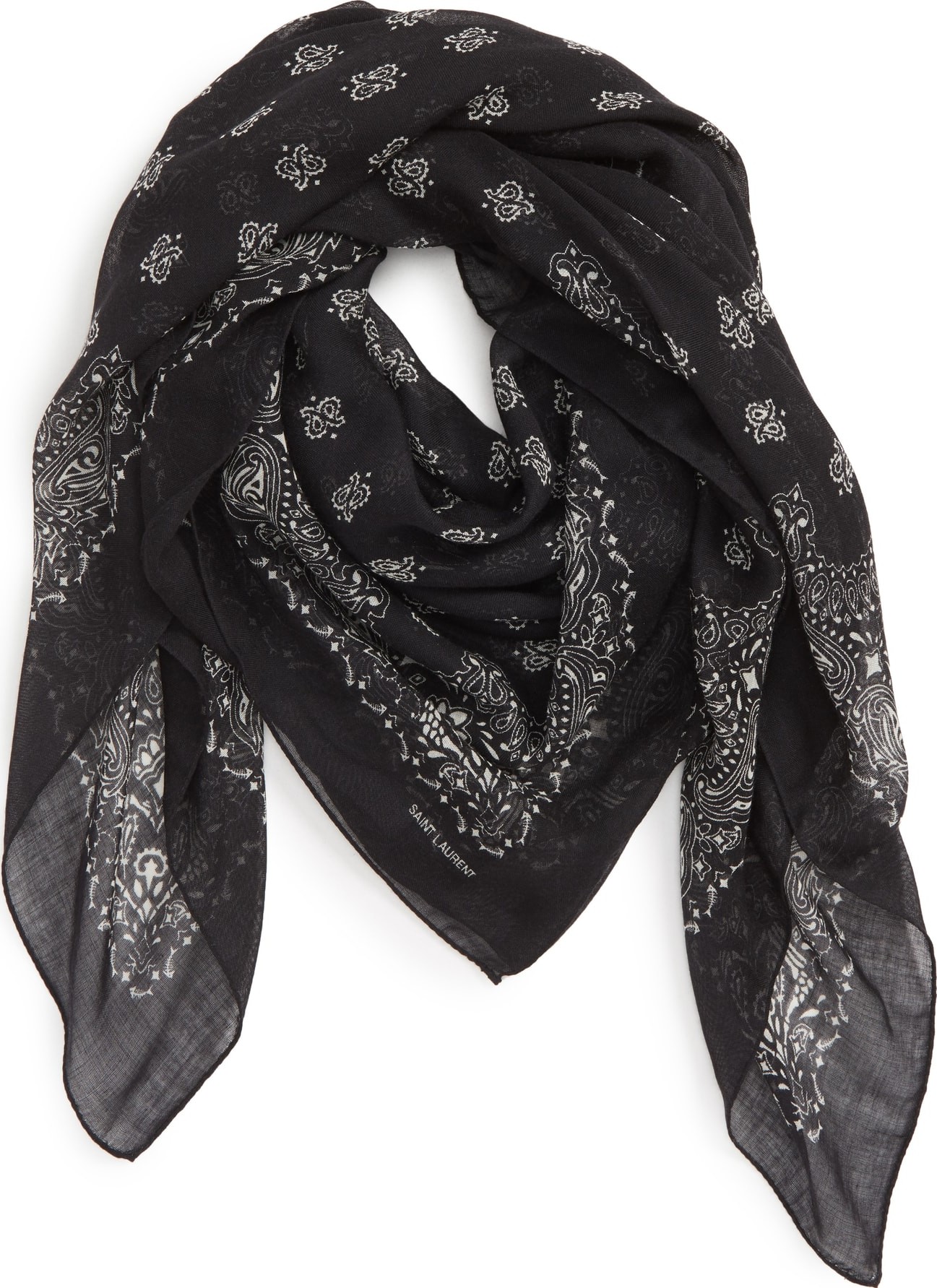Saint Laurent Skull et Coeur Cashmere & Silk Square Scarf Saint Laurent Skull et Coeur Cashmere & Silk Square Scarf
