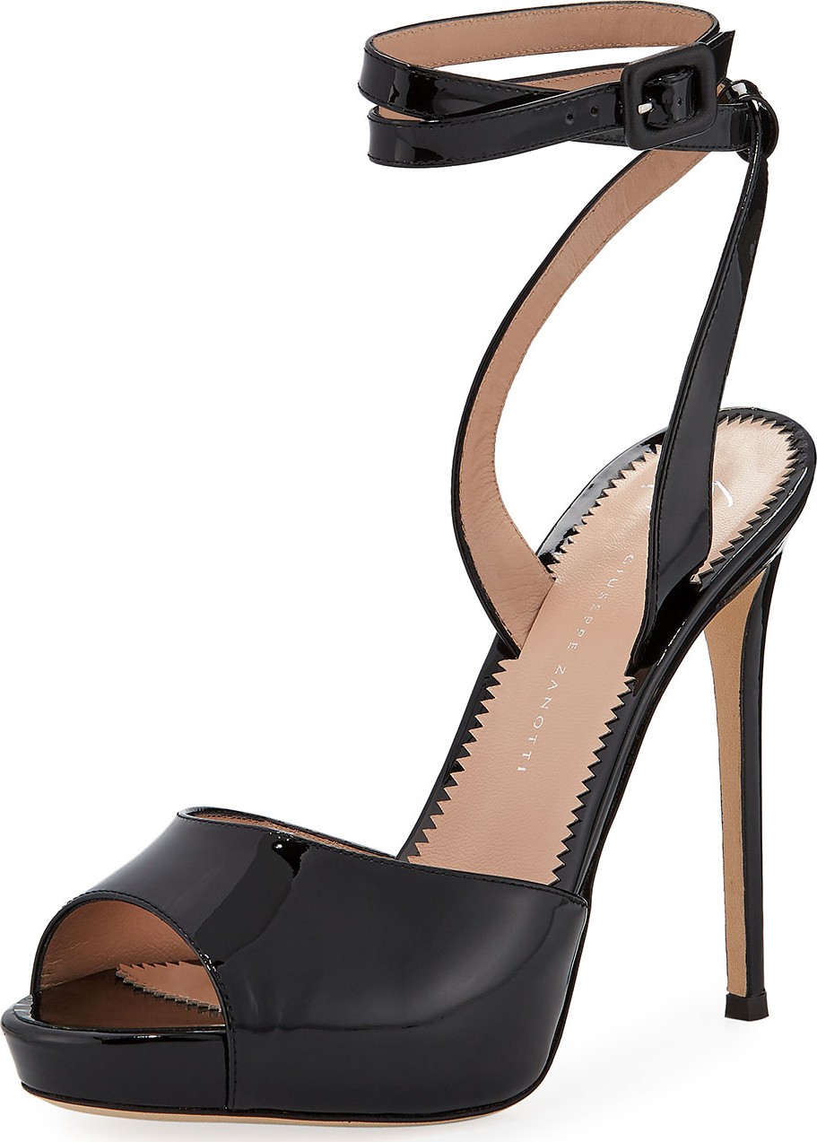 Giuseppe Zanotti Ankle-Wrap Patent Stiletto Sandals