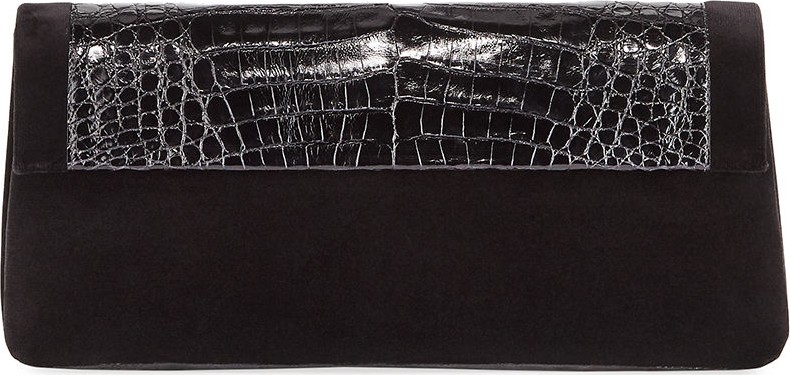 Nancy Gonzalez Gotham Crocodile & Velvet Clutch Bag