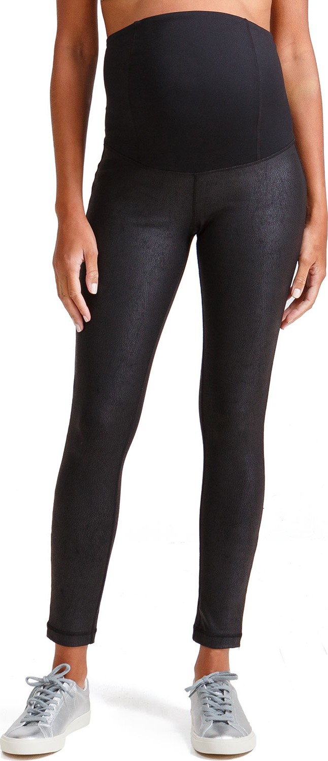 Ingrid & Isabel Maternity Leather-Like Active Leggings w/ Crossover Panel