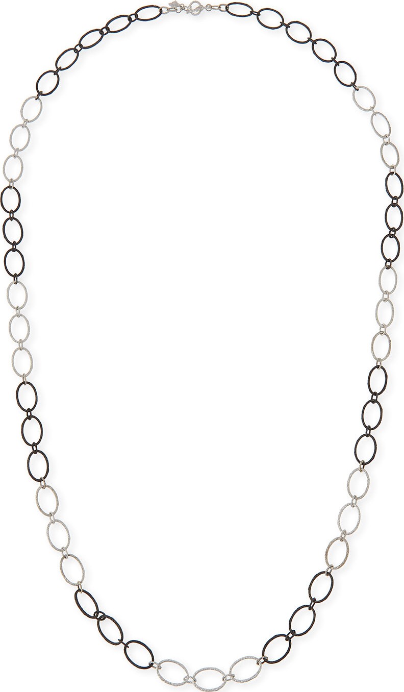 Armenta New World Large Silver Oval Link Necklace, 38"L
