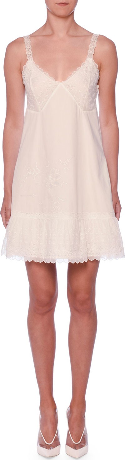 Stella McCartney V-Neck Embroidered Anglais Cami Slip Dress