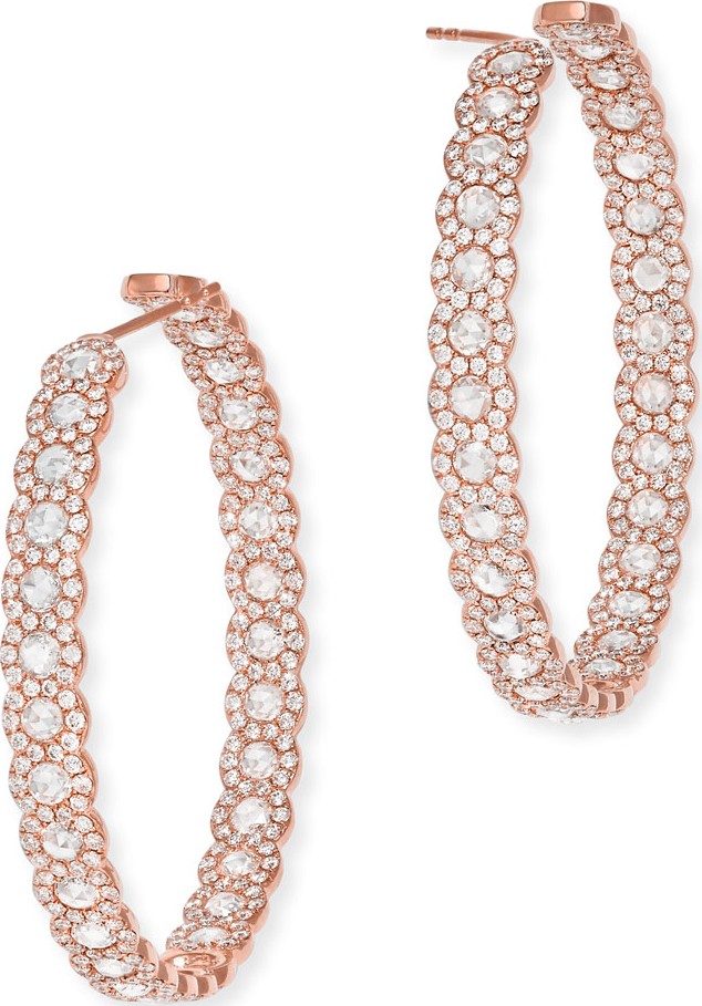 64 Facets 18k Rose Gold Diamond Hoop Earrings