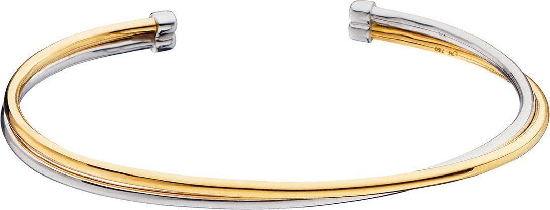 Monica Rich Kosann Silver & 18k Yellow Gold Flex 2-Row Cuff Bracelet