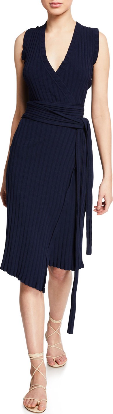 MILLY V-Neck Sleeveless Wrap Dress
