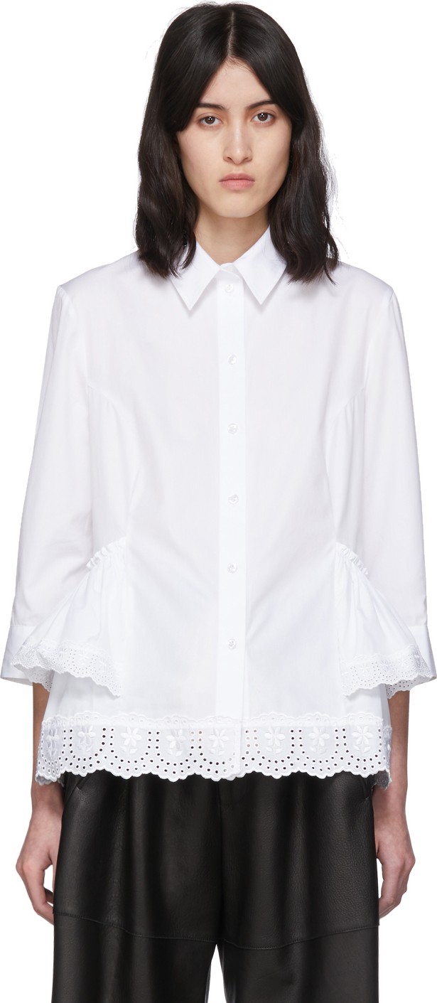 Simone Rocha White Short Frill Shirt Simone Rocha White Short Frill Shirt