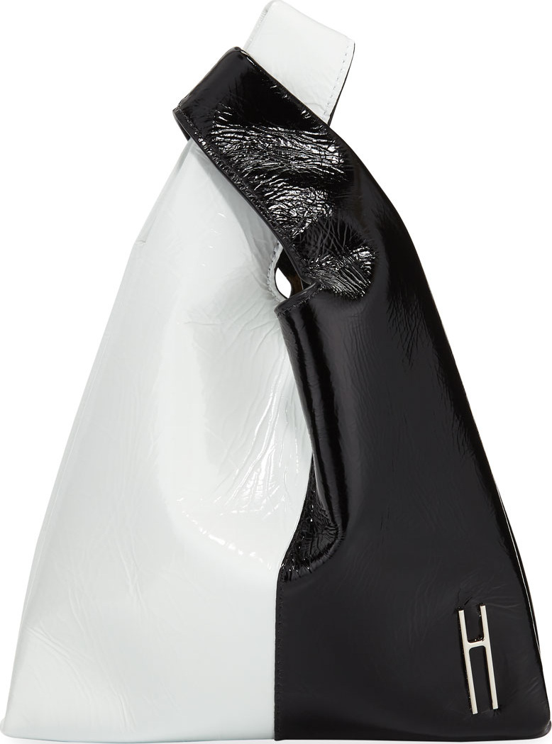 Hayward Shiny Mini Shopper Tote Bag, Black/White Hayward Shiny Mini Shopper Tote Bag, Black/White