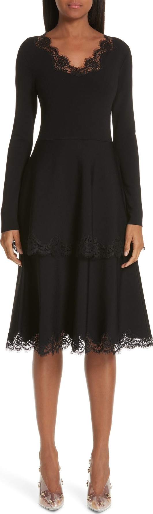 Stella McCartney Lace Trim Tiered Sweater Dress