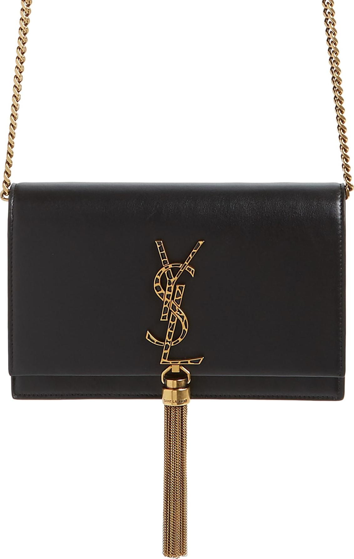 Saint Laurent Kate Leopard Logo Wallet on a Chain