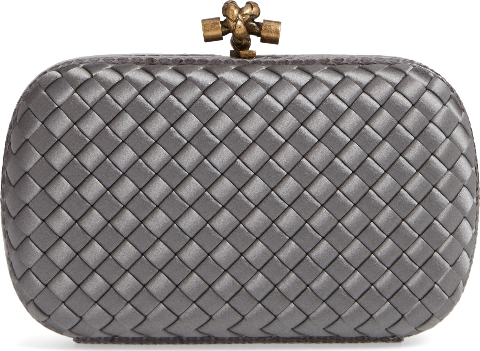 Bottega Veneta Intreccio Knot Satin & Genuine Snakeskin Clutch