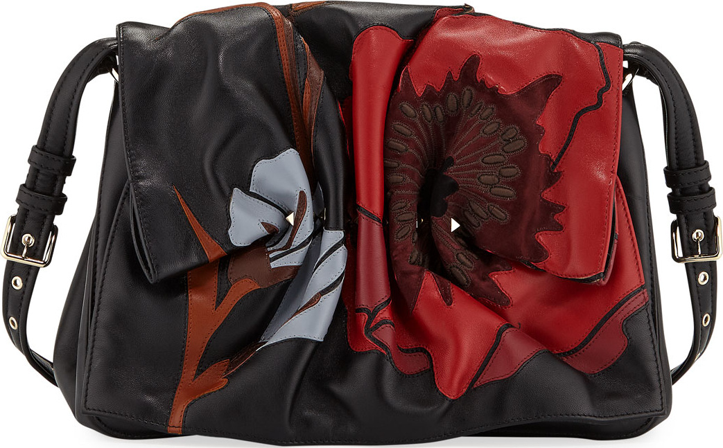 Valentino Bloomy Floral Calf Leather Shoulder Bag