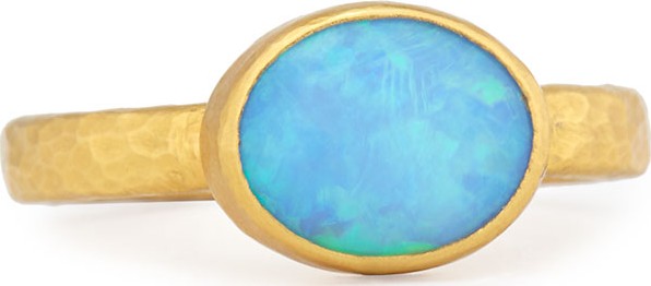 GURHAN 24K Opal Cabochon Amulet Ring, Size 6.5