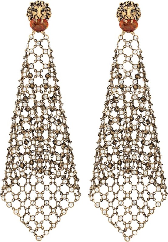 Gucci Lion Head mesh clip-on earrings