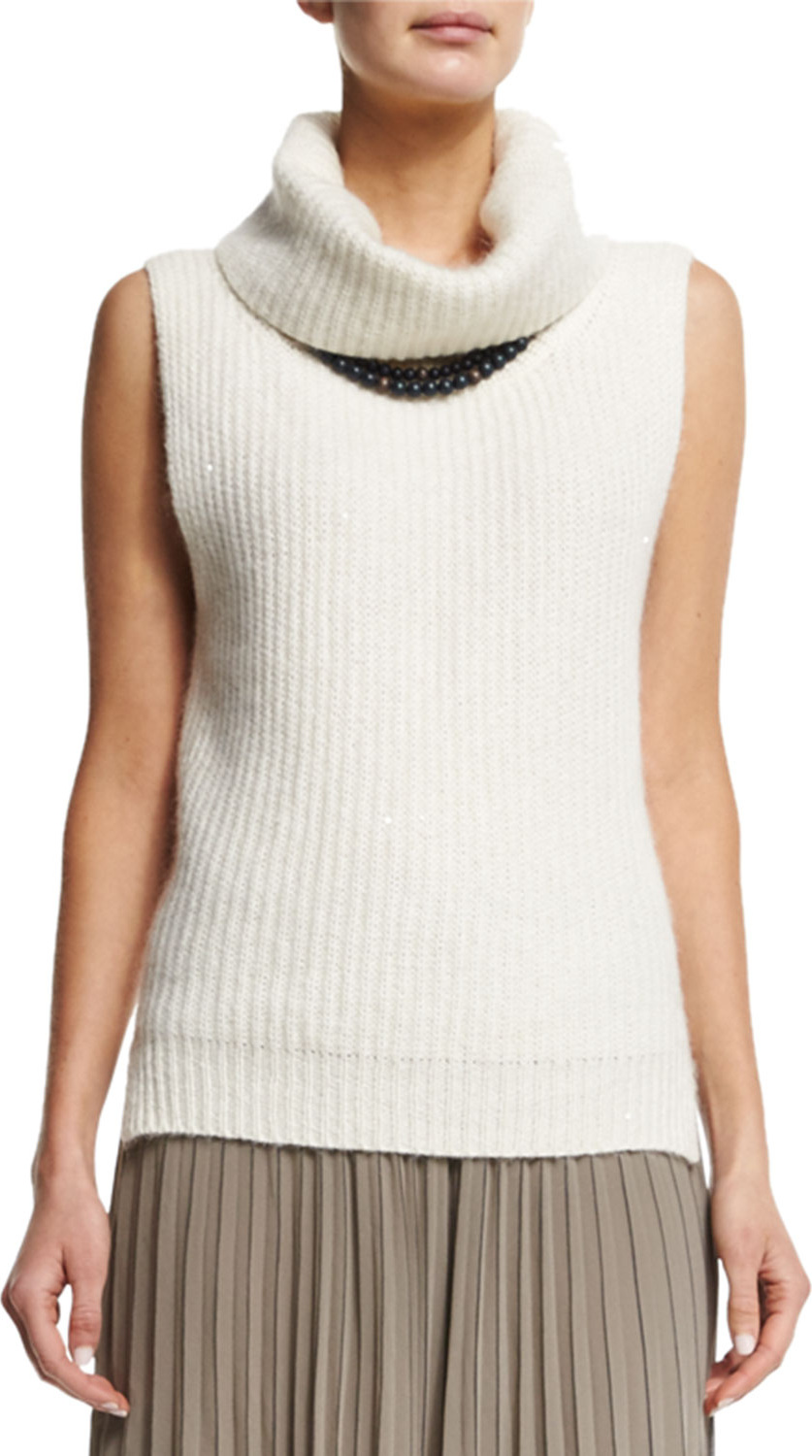 Peserico Sleeveless Sparkled Turtleneck Sweater