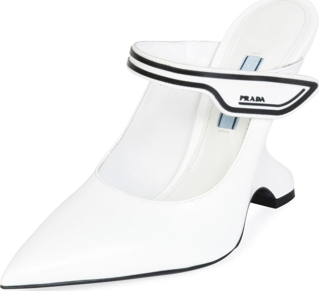 Prada Sculptural Leather Wedge Mules