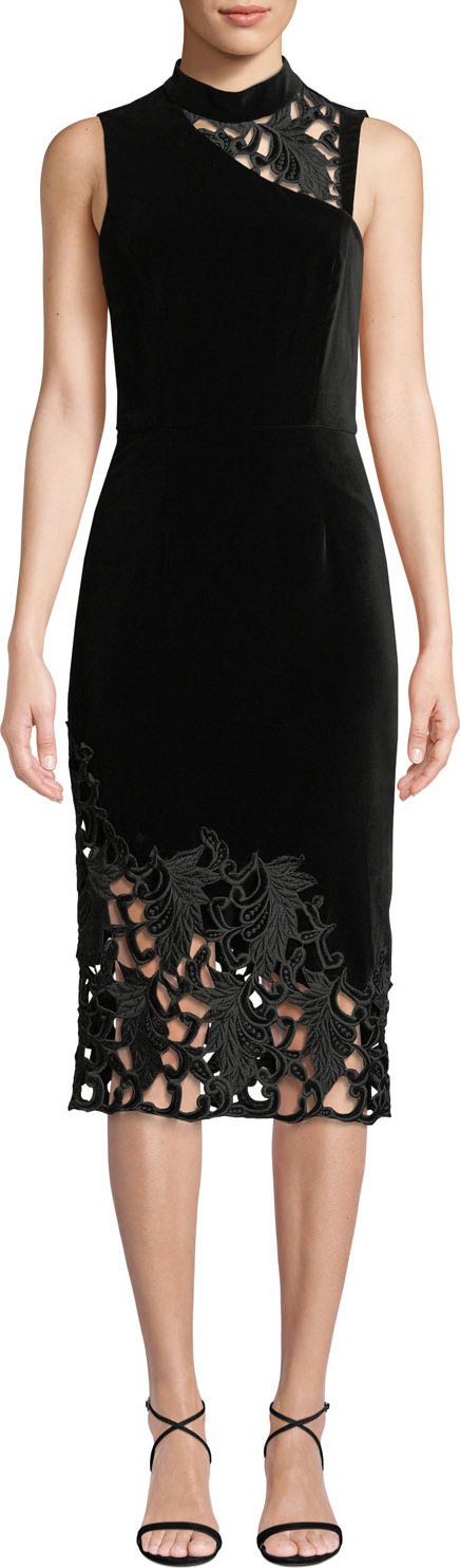 Alice + Olivia Kiana Mock-Neck Lace Combo Dress