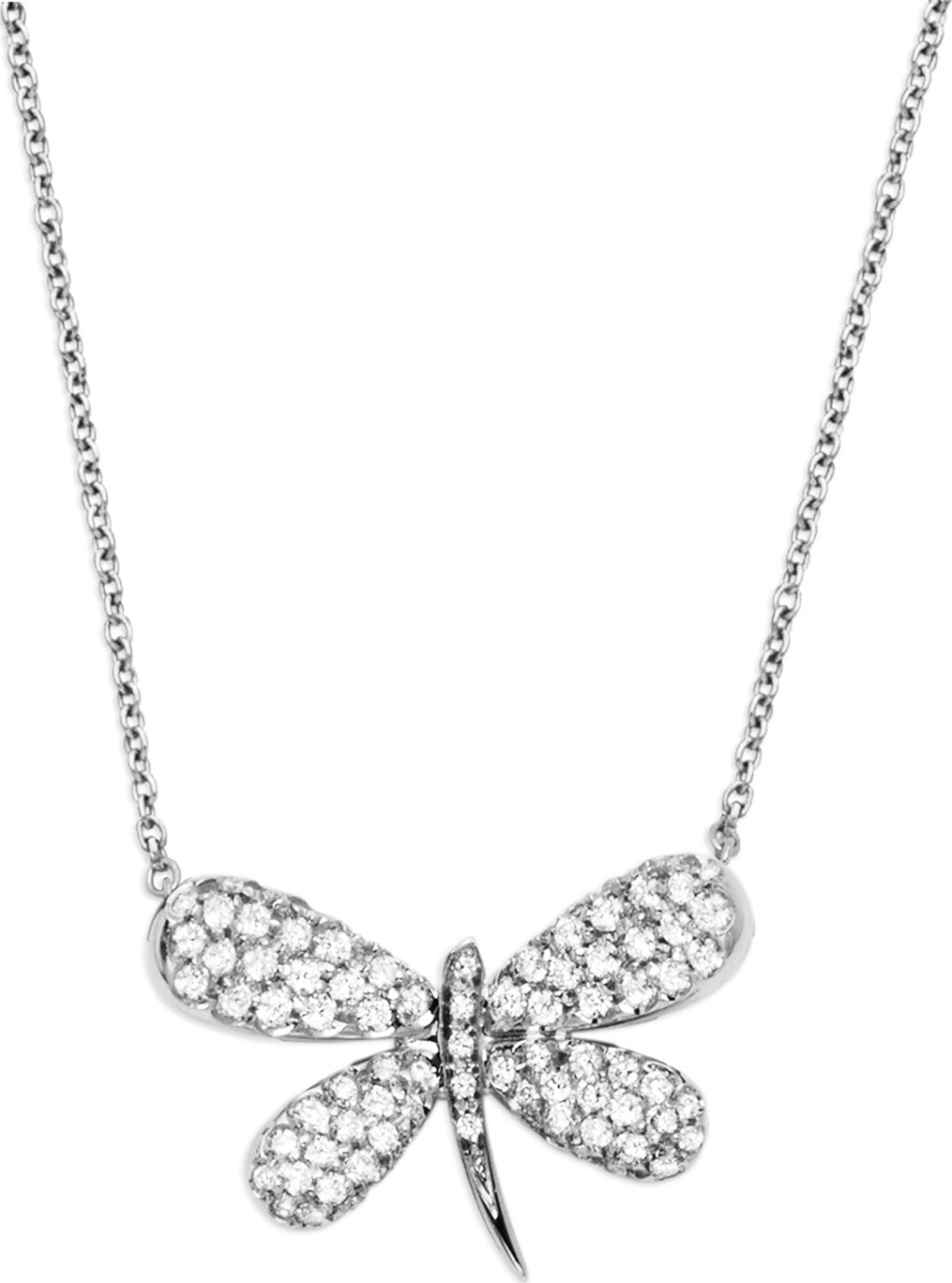 Staurino Fratelli 18k White Gold Nature Dragonfly Pendant Necklace