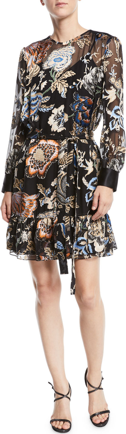 Tory Burch Cora Ruffle-Hem Floral Dress Tory Burch Cora Ruffle-Hem Floral Dress