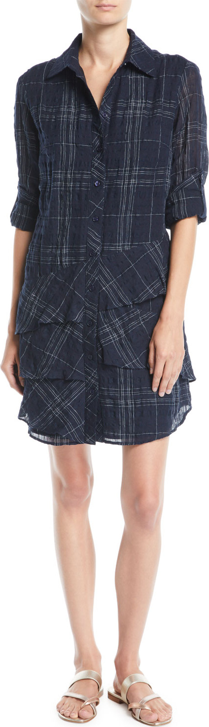 Finley Jenna Windowpane Tiered Shirtdress