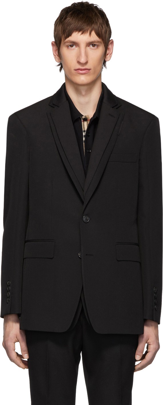 Burberry London England Black Double Lapel Blazer