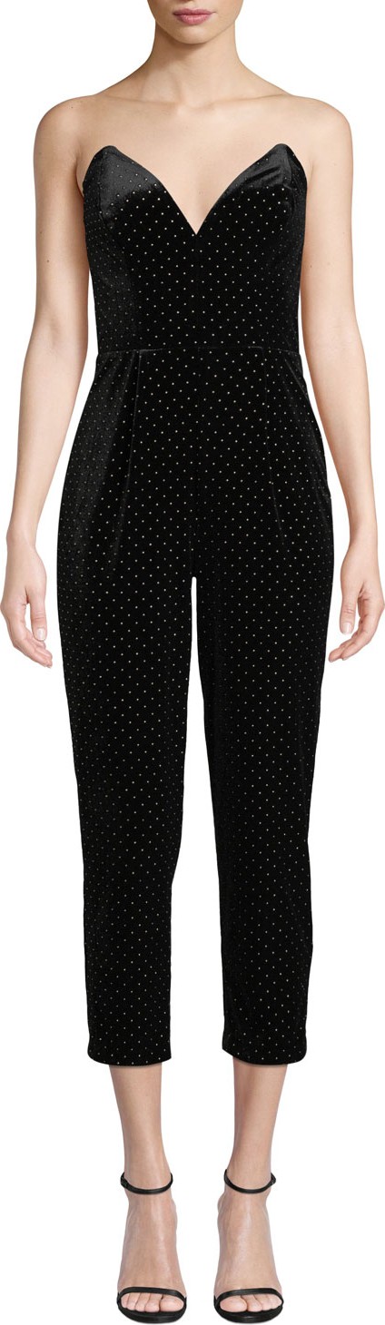 Amanda Uprichard Viv Strapless Velvet Cropped Jumpsuit