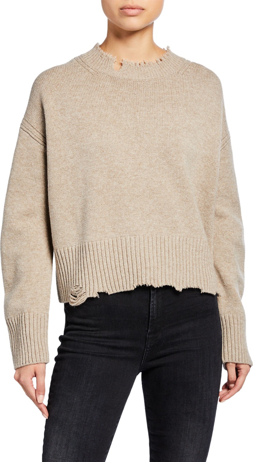 Helmut Lang Distressed Crewneck Pullover Sweater