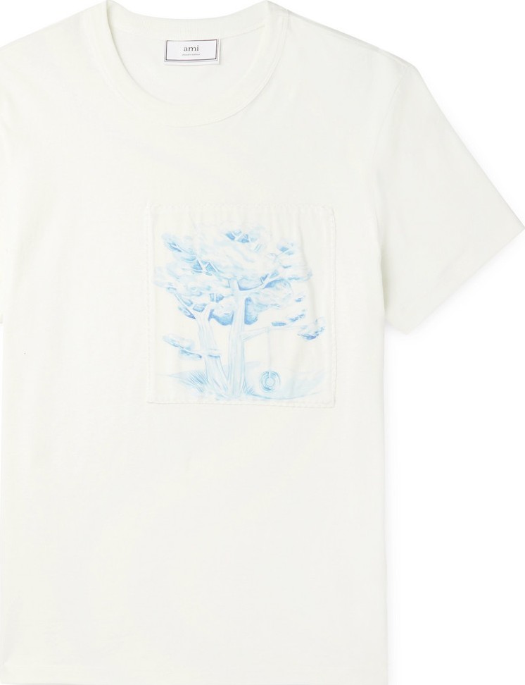 AMI Appliquéd Cotton-Jersey T-Shirt