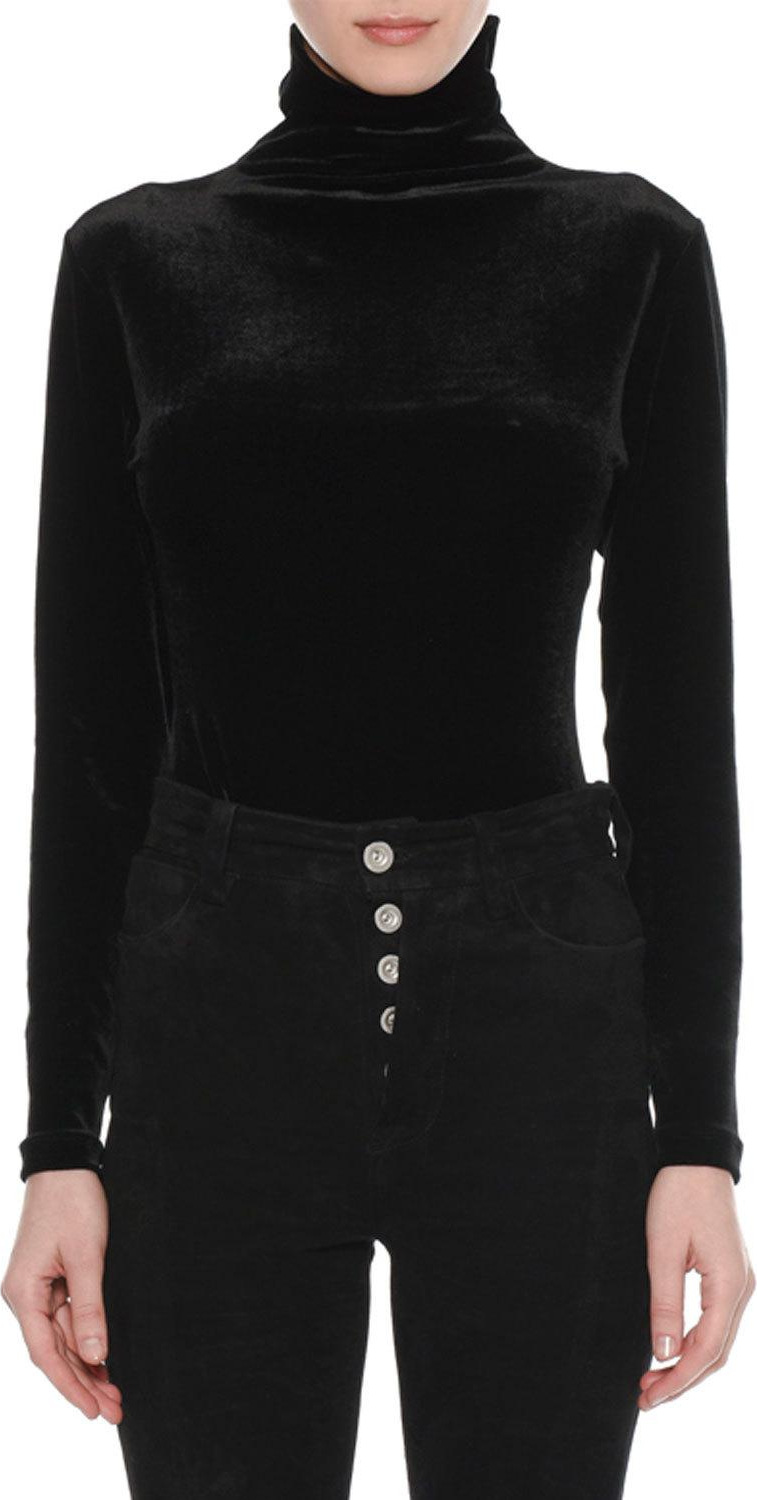 Unravel Turtleneck Long-Sleeve Velour Top