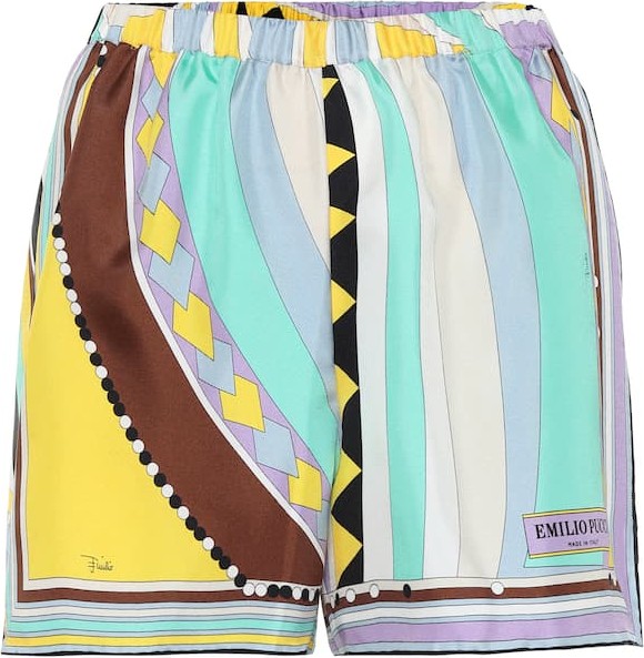 Emilio Pucci Printed high-rise silk-satin shorts