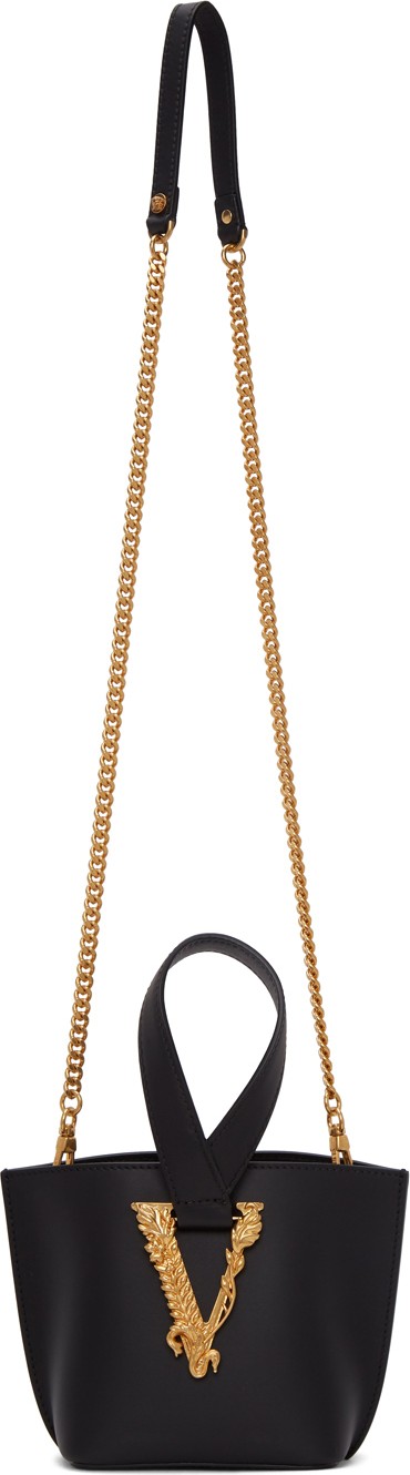 Versace Black Mini Virtus Bucket Bag