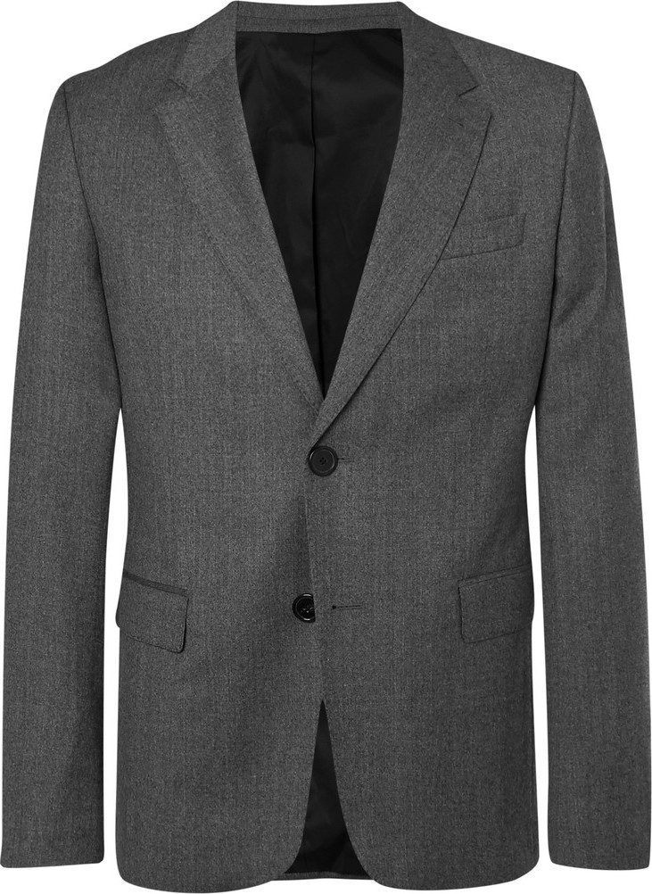 AMI Grey Slim-Fit Mélange Virgin Wool Suit Jacket
