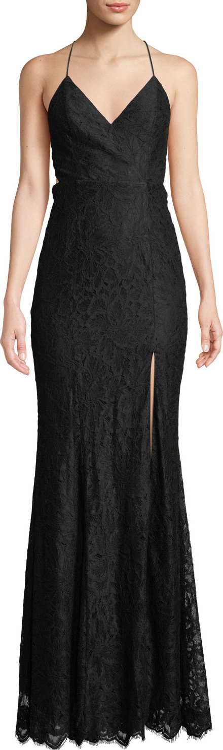 Fame and Partners Weiss V-Neck Strappy Lace Dress