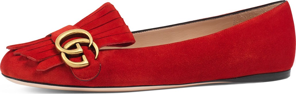 Gucci Marmont Suede Ballerina Flat